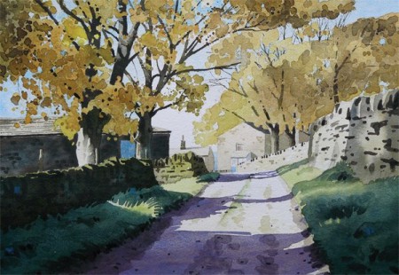 Осенняя живопись акварелью